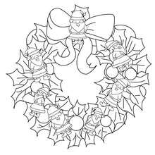 Santa figurines wreath coloring page
