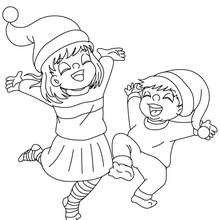Kids for christmas coloring page - Coloring page - HOLIDAY coloring pages - CHRISTMAS coloring pages - CHRISTMAS SCENES coloring pages