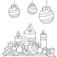 Christmas balls and candles coloring page - Coloring page - HOLIDAY coloring pages - CHRISTMAS coloring pages - CHRISTMAS CANDLE coloring pages