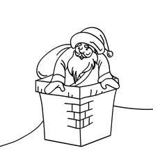 Saint Nicholas is sliding into a chimney coloring page