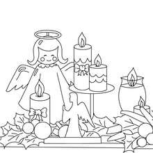 Candles & angel ornaments coloring page