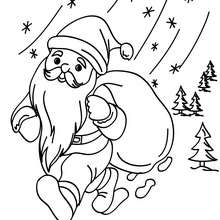 Santa Claus under the snow coloring page