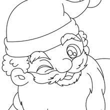 Santa Claus is giving a wink coloring page