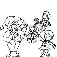 Santa with kids coloring page - Coloring page - HOLIDAY coloring pages - CHRISTMAS coloring pages - SANTA coloring pages
