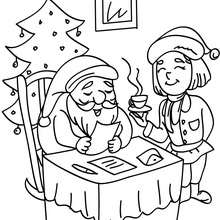 Santa Claus reading letters coloring page
