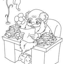 Santa reading christmas gift letters coloring page