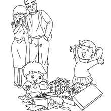 Parents and kids for christmas coloring page - Coloring page - HOLIDAY coloring pages - CHRISTMAS coloring pages - CHRISTMAS SCENES coloring pages