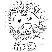 LION dot to dot game printable connect the dots game