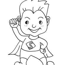 SUPERHERO kid costume coloring page