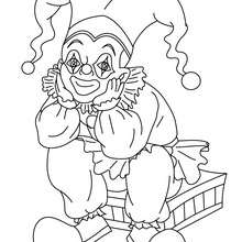 Seated JOKER Ccoloring page - Coloring page - HOLIDAY coloring pages - CARNIVAL coloring pages - TRADITIONAL CARNIVAL CHARACTERS coloring pages