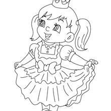 PRINCESS KID COSTUME coloring page - Coloring page - HOLIDAY coloring pages - CARNIVAL coloring pages - CARNIVAL COSTUMES for GIRLS coloring pages