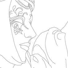 Venitian mask side face view coloring page