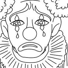 Sad clown coloring page - Coloring page - HOLIDAY coloring pages - CARNIVAL coloring pages - TRADITIONAL CARNIVAL CHARACTERS coloring pages