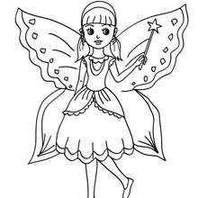 FAIRY GIRL COSTUME coloring page - Coloring page - HOLIDAY coloring pages - CARNIVAL coloring pages - CARNIVAL COSTUMES for GIRLS coloring pages