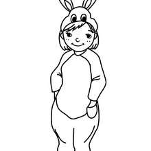 RABBIT CARNIVAL KID COSTUME coloring page