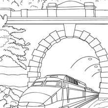 High speed rail leaving a tunnel coloring page