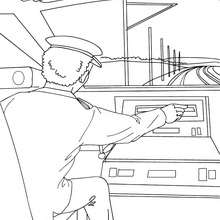 High speed train driver driving coloring page
