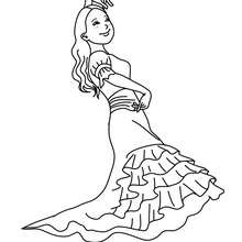 FLAMENCO GIRL COSTUME coloring page - Coloring page - HOLIDAY coloring pages - CARNIVAL coloring pages - CARNIVAL COSTUMES for GIRLS coloring pages