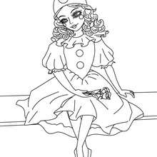 COLOMBINE seated coloring page - Coloring page - HOLIDAY coloring pages - CARNIVAL coloring pages - TRADITIONAL CARNIVAL CHARACTERS coloring pages