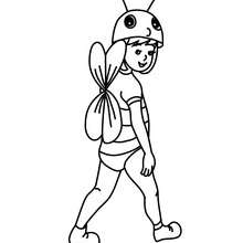 BEE GIRL COSTUME coloring page - Coloring page - HOLIDAY coloring pages - CARNIVAL coloring pages - CARNIVAL COSTUMES for GIRLS coloring pages