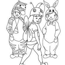 ZEBRA,BEE AND RABBIT COSTUMES coloring page