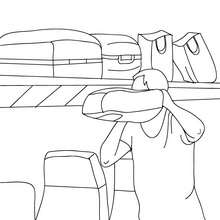 Passengers keeping their luggages in the suitcase boxes coloring page - Coloring page - TRANSPORTATION coloring pages - TRAIN coloring pages