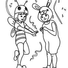 BEE AND RABBIT COSTUMES coloring page - Coloring page - HOLIDAY coloring pages - CARNIVAL coloring pages - MARDI GRAS coloring pages
