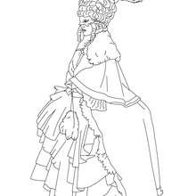 Venitian princess costume coloring page - Coloring page - HOLIDAY coloring pages - CARNIVAL coloring pages - CARNIVAL OF VENICE coloring pages