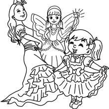PRINCESSES CARNIVAL COSTUMES coloring page