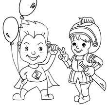 SUPERHERO AND KNIGHT COSTUMES coloring page