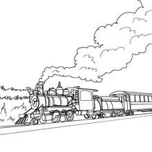 Steam engine in the landscape coloring page - Coloring page - TRANSPORTATION coloring pages - TRAIN coloring pages