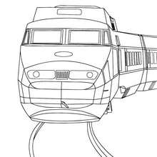 High speed rail engine front view coloring page - Coloring page - TRANSPORTATION coloring pages - TRAIN coloring pages
