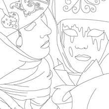 Venitian couple for carnival coloring page