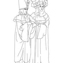 Beautiful venitian costumes coloring page - Coloring page - HOLIDAY coloring pages - CARNIVAL coloring pages - CARNIVAL OF VENICE coloring pages