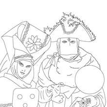 Famous venitian costume for carnival coloring page