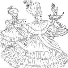 Baianas dancers Rio carnival coloring page