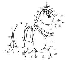 LAYING HORSE dot to dot game printable connect the dots game