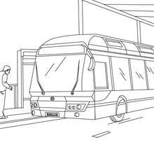 Bus at the bus station coloring page - Coloring page - TRANSPORTATION coloring pages - BUS coloring pages