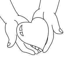 Heart in hand coloring page