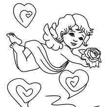 Cupid color in - Coloring page - HOLIDAY coloring pages - VALENTINE coloring pages - CUPID coloring pages