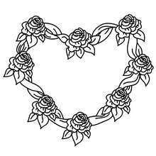 Rose heart coloring page - Coloring page - HOLIDAY coloring pages - VALENTINE coloring pages - HEART coloring pages