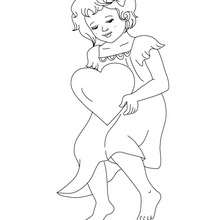 Girl with heart coloring page - Coloring page - HOLIDAY coloring pages - VALENTINE coloring pages - GIRL IN LOVE coloring page