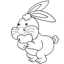 Rabbit with heart coloring page - Coloring page - HOLIDAY coloring pages - VALENTINE coloring pages - HEART coloring pages