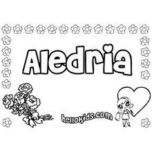 Aledria - Coloring page - NAME coloring pages - GIRLS NAME coloring pages - A names for girls coloring sheets