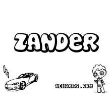 Zander - Coloring page - NAME coloring pages - BOYS NAME coloring pages - T to Z boys names coloring posters