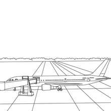 Passangers getting in the plane coloring page - Coloring page - TRANSPORTATION coloring pages - PLANE coloring pages