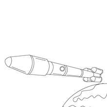 Rocket in the space coloring page
