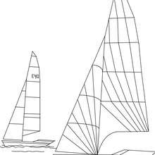 Race of sailing boats coloring page - Coloring page - TRANSPORTATION coloring pages - BOAT coloring pages