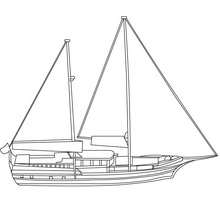 double mast sailing boat coloring page - Coloring page - TRANSPORTATION coloring pages - BOAT coloring pages