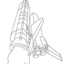 Space shuttle and rocket coloring page